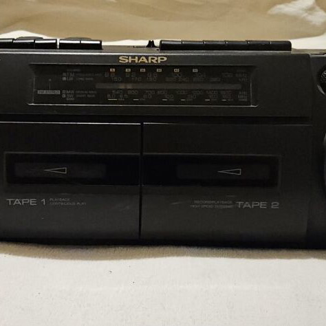 Sharp portable radio cassette player with two cassettes 1988 like new