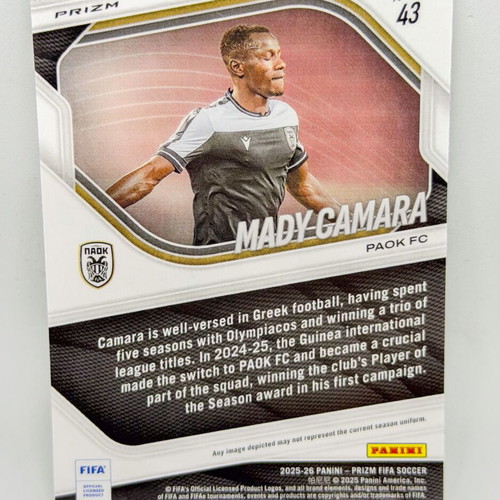 Panini FIFA Prizm 2025/26 Mady Camara Lazer Prizm Parallel card brand new