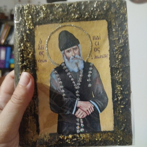 Saint Paisios wax candle icon, new