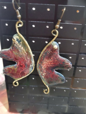 Handmade long brass earrings like new