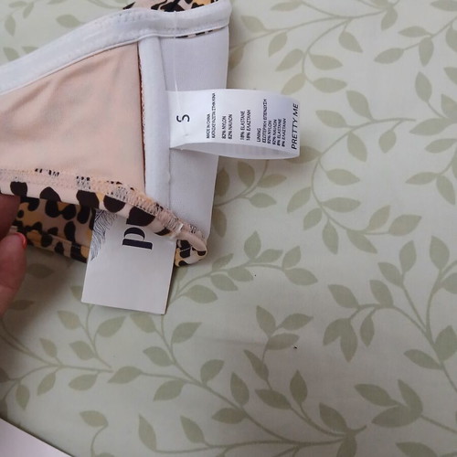 Bikini set, top small, bottom medium, black and beige