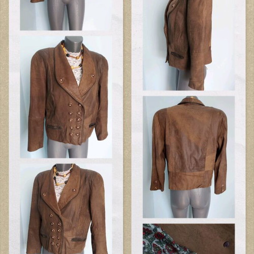 Vintage women's jacket made of natural nubuck used, 1980s style