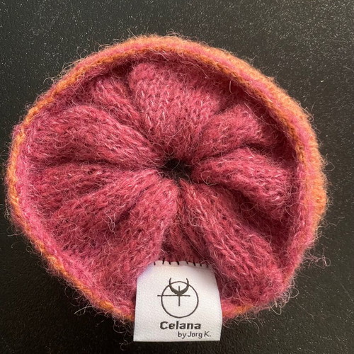 Πλεκτό scrunchie καινούργιο, μεταξωτό με διαφορετικό χρώμα σε κάθε πλευρά