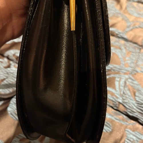 Leather vintage shoulder bag used, black