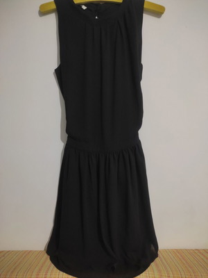 Black mini dress size S like new made of georgette with open back