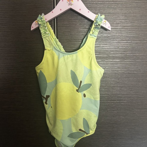Zara girls' one-piece swimsuit with lemon print, like new, size 4 years