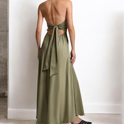 Bsb maxi dress like new, khaki, halter neck with bead details