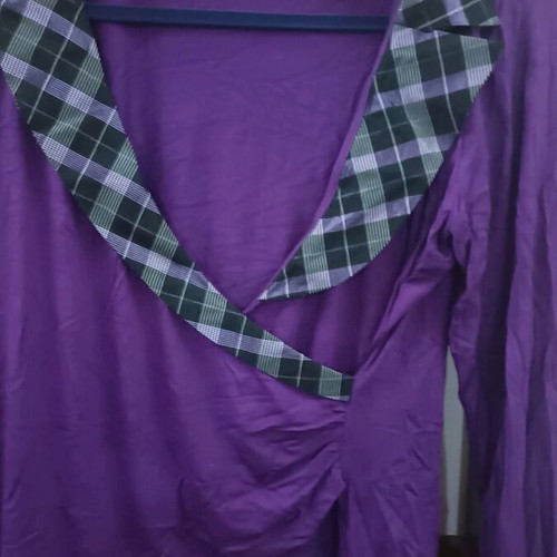 Women's purple blouse with checkered design like new, size L/XL