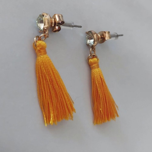 Dangling earrings with orange tassels new