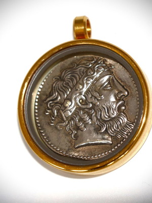 Ancient Dionysus Head Silver Coin Pendant new