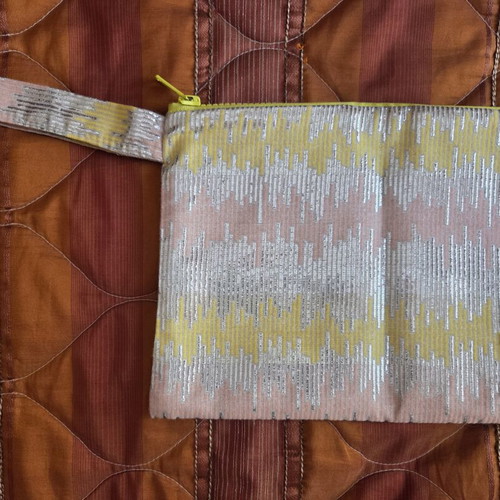 Bleecker & Love fabric clutch bag new, waterproof lining, colorful gold