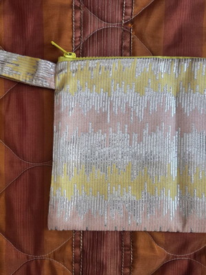 Bleecker & Love fabric clutch bag new, waterproof lining, colorful gold