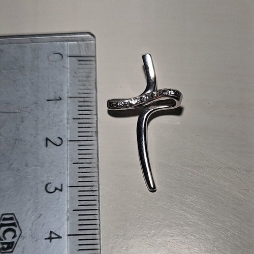White gold 14K cross with small stones, like new