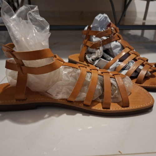 Ges Sandals handmade men's leather brown size 48, like new