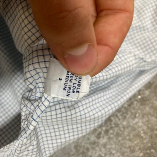 Ralph Lauren Long Sleeve Shirt L, blue and white checked, black logo