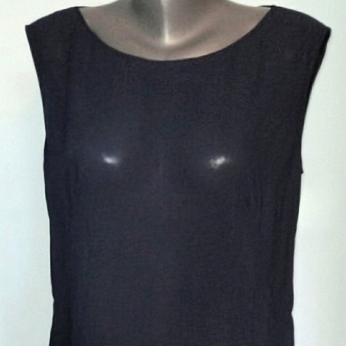 Chiffon dress Burda model navy blue L XL like new