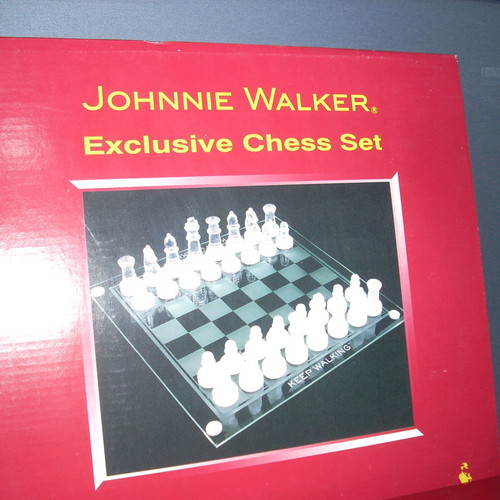 Johnnie Walker chess set new, collectible, glass