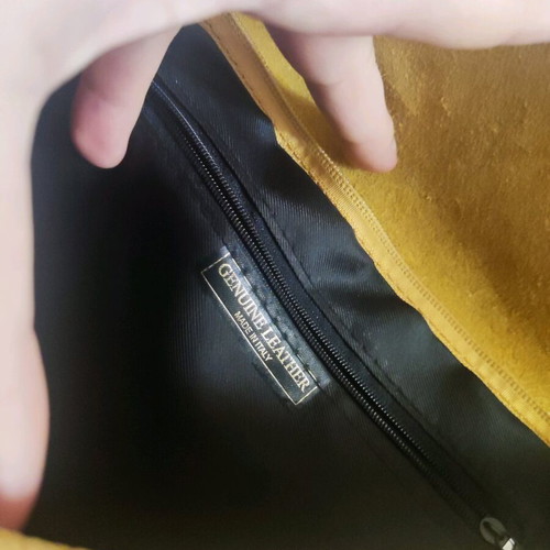 Leather hand bag yellow with strap new