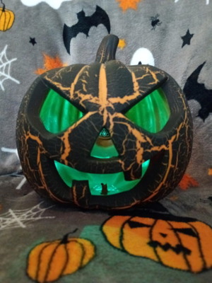 Διακοσμητική κολοκύθα Halloween με εναλλακτικό φωτισμό 20cm καινούργιο