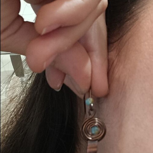 Bronze earrings with turquoise beads new, handmade