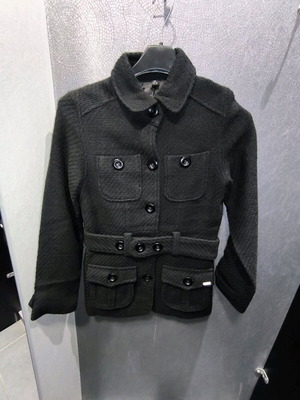 Chilli Pepper black mid-length coat like new, size xsmall