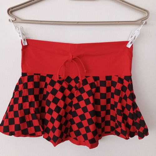 PNK Pink Blue women's set with red and black checkered T-shirt and skirt