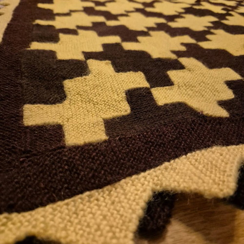 Handmade wool blanket set of 2, like new, mustard and brown