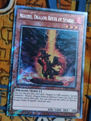 Burner, Dragon Ruler Of Sparks Platinum Secret Rare κάρτα σαν καινούργια