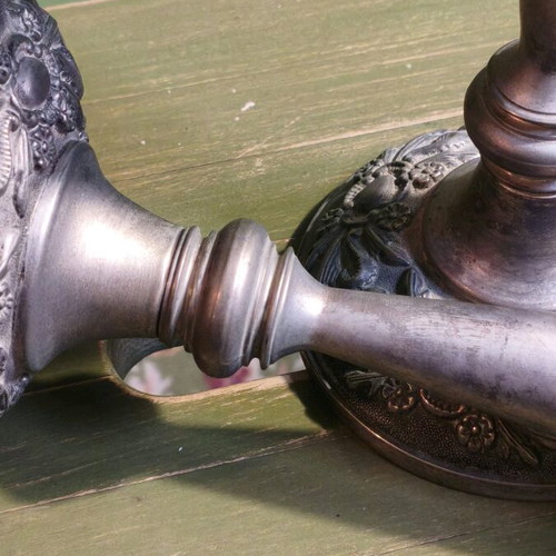Vintage metal candlesticks set of 2 pieces 25cm like new