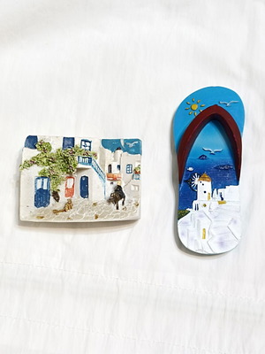 Set of 2 decorative island magnets, Santorini style