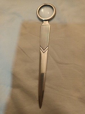 Silver letter opener with magnifying glass like new