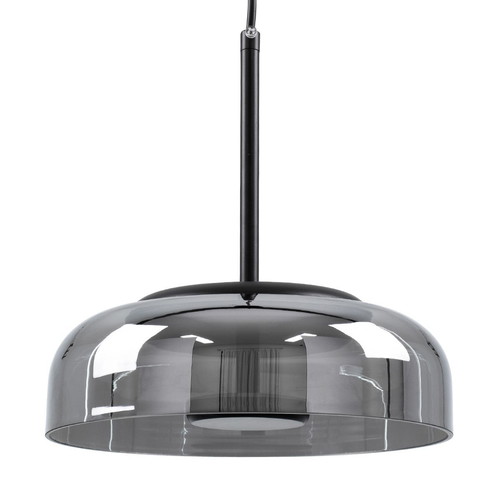 Modern Pendant Ceiling Light Single Fumé Glass Black Metal new