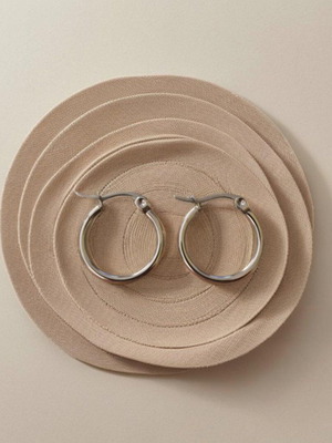 Earrings hoop stainless steel silver 15mm new