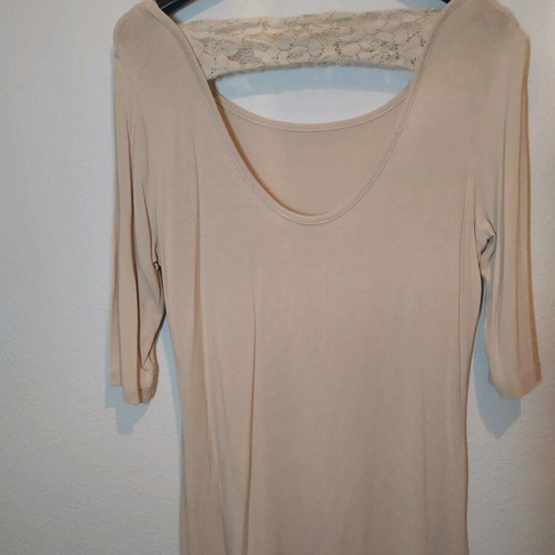 Makó blouse with lace detail on back, beige, like new, size S