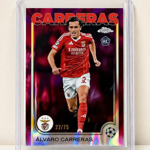 Álvaro Carreras Benfica Rookie Chrome card, magenta lava, mint condition