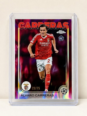 Álvaro Carreras Benfica Rookie Chrome card, magenta lava, mint condition
