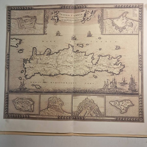 Crete map used, copperplate engraving by Frederik de Wit 1992