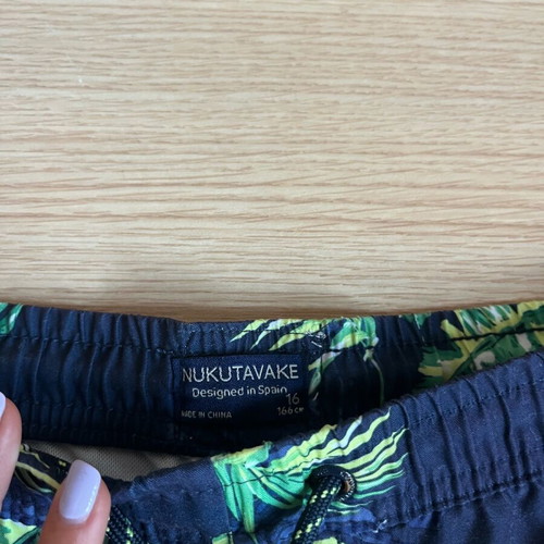 Swim shorts with pattern in very good condition, blue, for boys 13-14 years