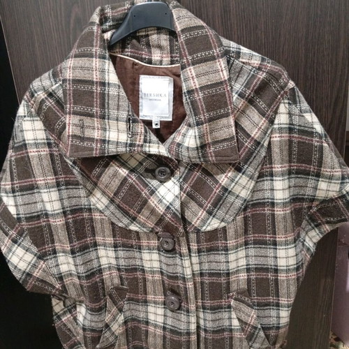 Bershka Checked Wool Cardigan like new, brown, size M