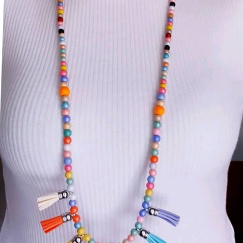 Boho necklace and earrings set new, colorful handmade beads