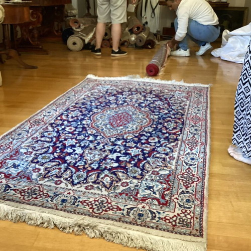 Nain rug used, silk and wool on cotton, Persian 2.06x1.16