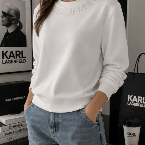 Karl Lagerfeld white sweatshirt with strass logo like new – Small/M