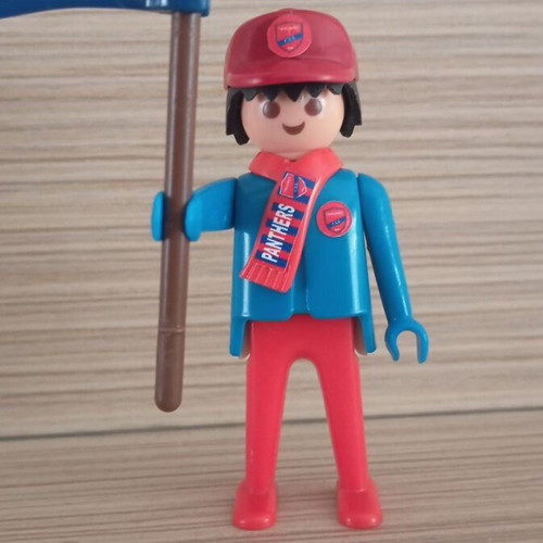 Playmobil Panionios Fan Figure like new with flag and scarf