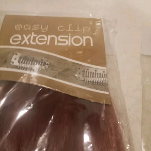 Synthetic hair extensions new red and brown with clips