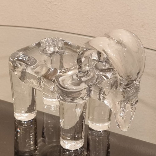 Vintage Kosta Boda Sweden Ram glass candleholder by artist Bertil Vallien like new