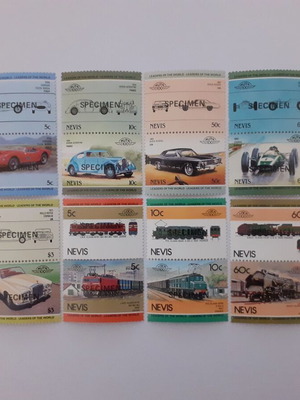 Navis Stamps Specimen Overprint Series New, Autos and Trains
