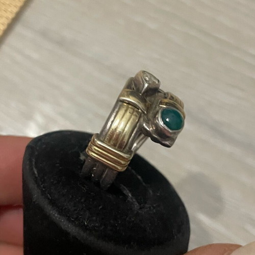 Silver gold ring 925 750 used, size 56