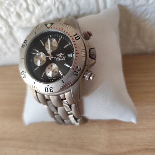 Sector 450 vintage chronograph quartz watch used, black and silver