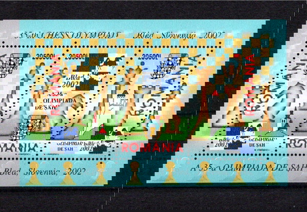 Ρουμανία 2002 The 35th Chess Olympics BL MNH    Φεγιε  κομπλε σετ ασφραγιστο λουξ