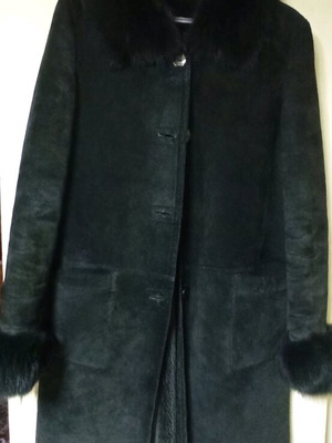 Women's coat made of genuine mouton used, size L, green